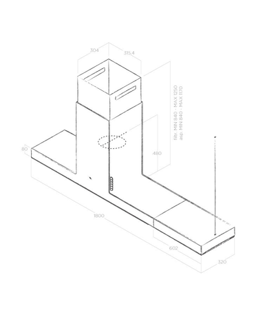 Вытяжка кухонная Elica HAIKU ISLAND CONCRETE/A/180