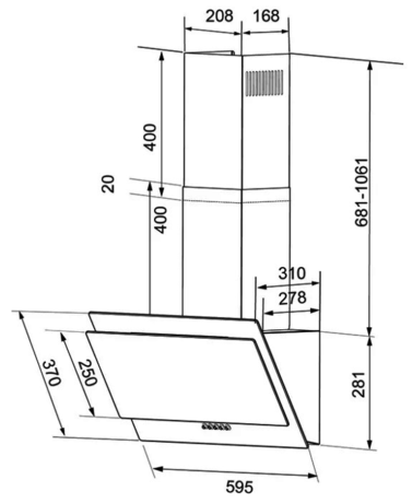Вытяжка кухонная Shindo Vela 60 B/BG