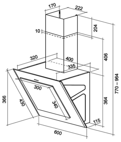 Вытяжка кухонная Shindo OSTARIA sensor 60 SS/BG 