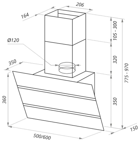 Вытяжка кухонная Maunfeld  BRIDGE Line 60 черный