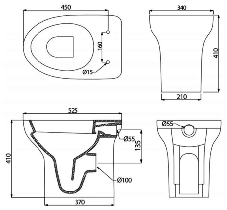 Унитаз BelBagno Anto (приставной, без бачка и сиденья)