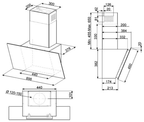 Вытяжка кухонная Smeg KICV90BL