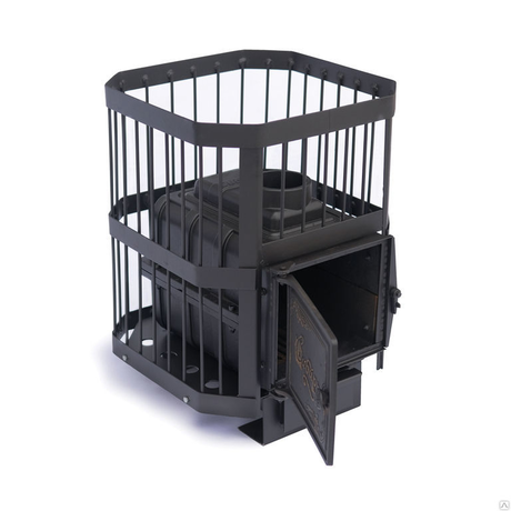 Печь НМК  Сибирь-15 чугунная дверка, без выносного топочного канала (сетка)