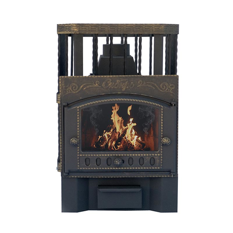 Печь НМК  Сибирь-24 каминная дверка Сибирь (Сетка кованная)