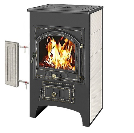 Печь Везувий ПК-01(205) с плитой и т/о бежевый 12 кВт