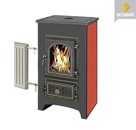 Печь Везувий ПК-01(270) с плитой и т/о красный 9 кВт
