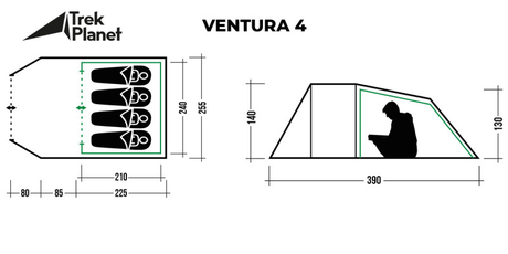 Палатка TREK PLANET  Ventura 4 зеленый