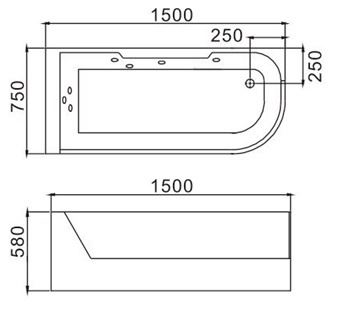 Ванна  WELTWASSER   ALSTER 150/75 WT L  