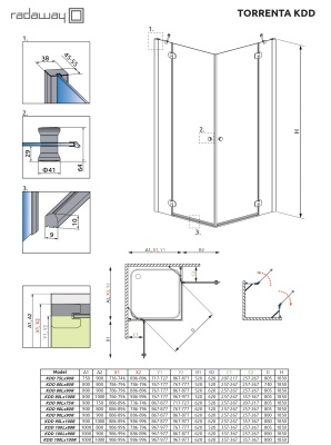 Душевое ограждение Radaway    Torrenta KDD 80 800*800*1850 32262-01-01N