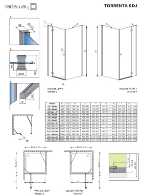 Душевое ограждение Radaway   Torrenta KDJ 100x80R 1000*800*1850 32242-01-01NR 