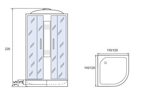 Душевая кабина Мономах  110/110/15 С МЗ  