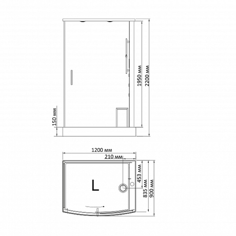 Душевая кабина Bandhours Omega L 900х1200х2200 150191321