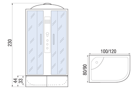 Душевая кабина River  DUNAY XL 120/90/44  MT R  