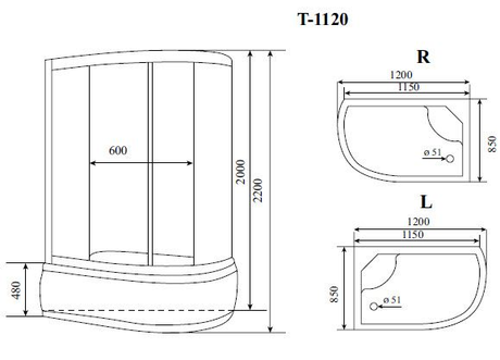 Душевая кабина Timo  T-8820C R