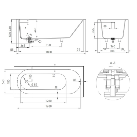 Ванна  Salini  ORNELLA KIT 180x80 102412G