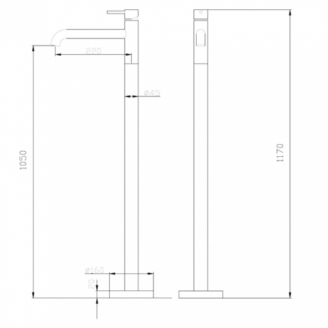 Смеситель Abber    Wasser Kreis AF8140B напольный для раковины, черный матовый