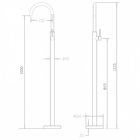 Смеситель Abber    Wasser Kreis AF8141 напольный для раковины, хром