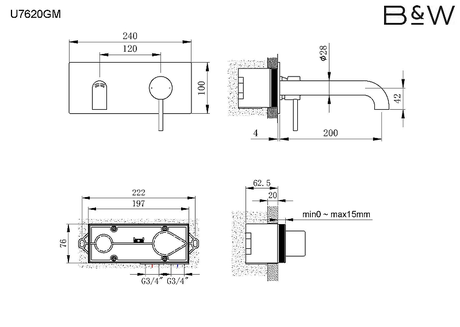 Смеситель Black&White   U7620D 