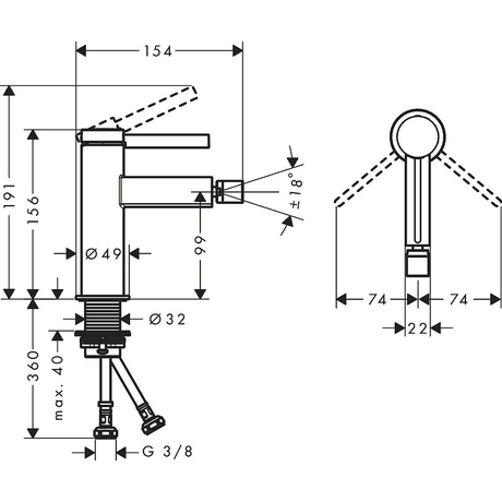 Смеситель Hansgrohe  Finoris 76200000 хром, для биде