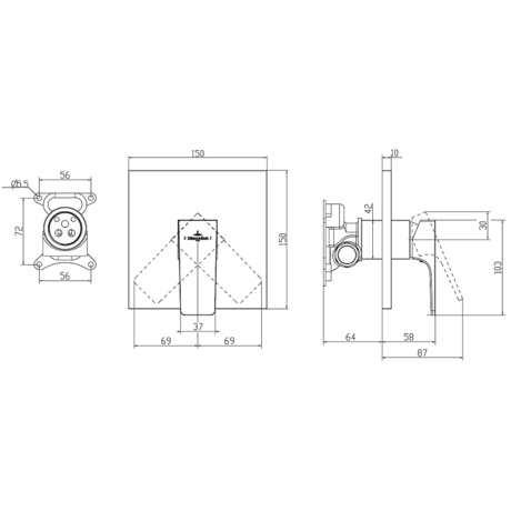 Смеситель Villeroy&Boch  Architectura Square TVS125002000K5   