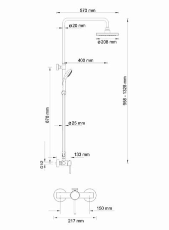 Душевая система WasserKraft A12202  