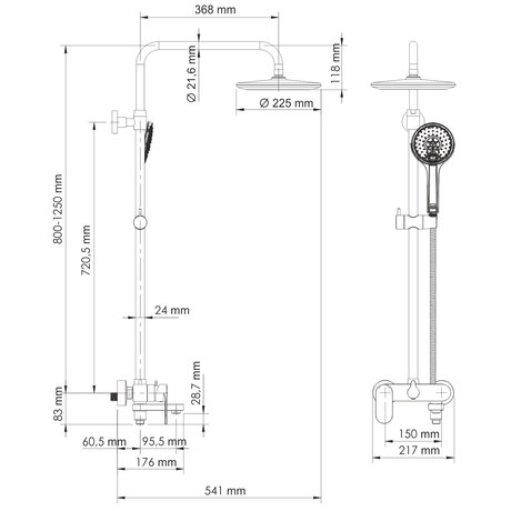 Душевая система WasserKraft A17401 
