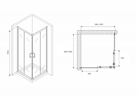 Душевое ограждение Abber     Schwarzer Diamant AG021005