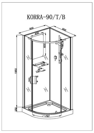 Душевая кабина Cerutti  KORRA90T 