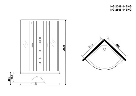 Душевая кабина Niagara    NG-2308-14BKG  