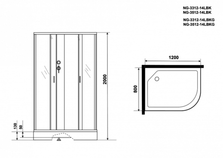 Душевая кабина Niagara    NG-3512-14LBKG  