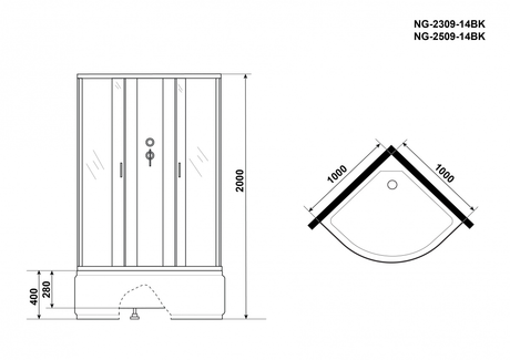 Душевая кабина Niagara   NG-2309-14BK 