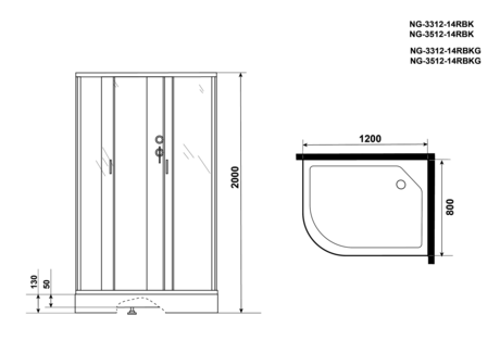 Душевая кабина Niagara   NG-3512-14RBKG 