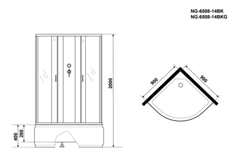 Душевая кабина Niagara   NG-6508-14BKG 