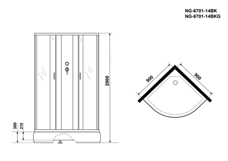 Душевая кабина Niagara   NG-6701-14BKG 