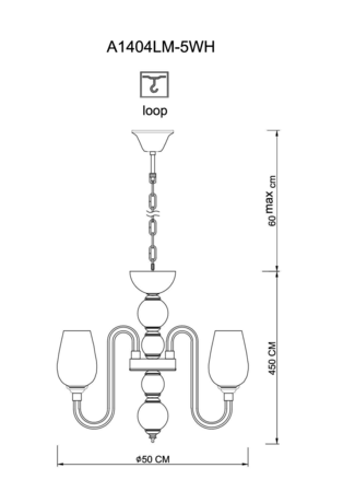 Люстра Arte Lamp  A1404LM-5WH LAVINIA