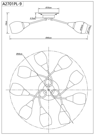 Люстра Arte Lamp  A2701PL-9CC PENNY