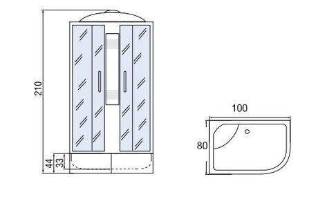 Душевая кабина Мономах  100/80/44 МЗ R  