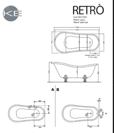 Ванна  KERASAN    Retro 