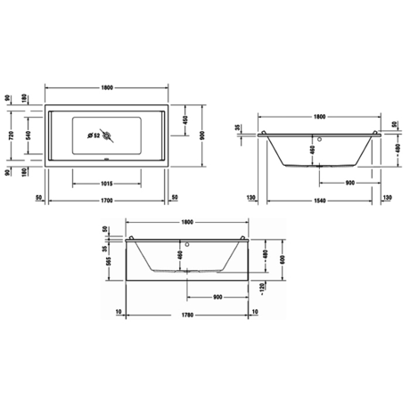 Ванна  Duravit   Starck 1800х900mm, белый 700339000000000