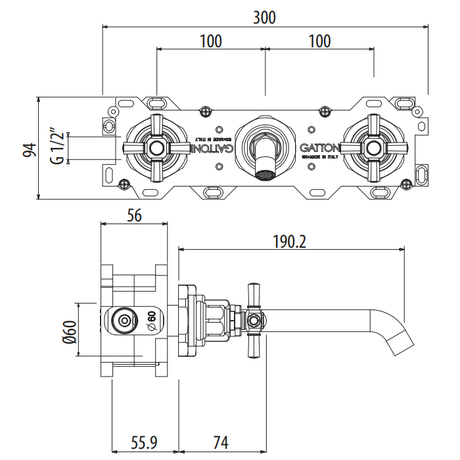 Смеситель Gattoni    TRD TR106/18D0 золото 24К