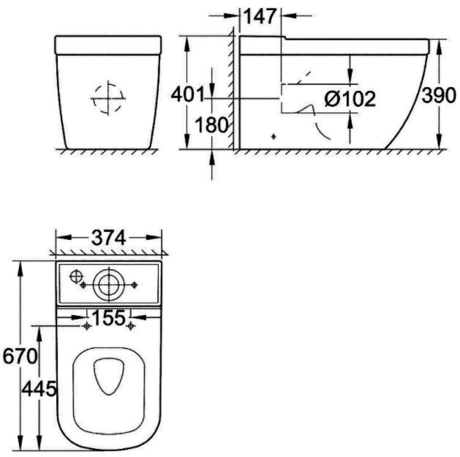 Унитаз Grohe Euro Ceramic 3933800H альпин-белый 