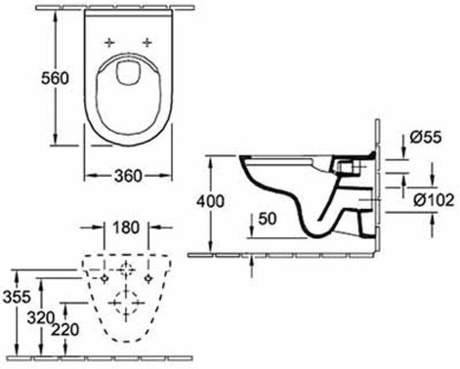 Унитаз Villeroy&Boch  O.Novo DirectFlush Ceramic Plus (с крышкой SoftClose) 5660HRR1