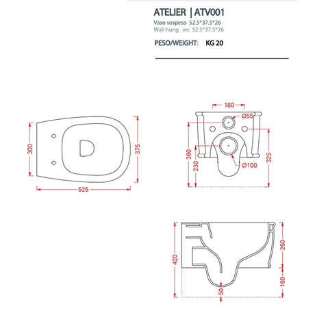 Унитаз Artceram  ATELIER ATV001 41 00