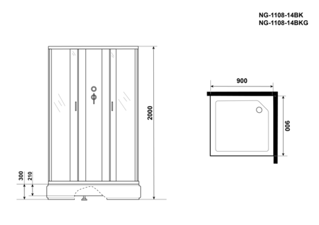 Душевая кабина Niagara   NG-1108-14BKG 