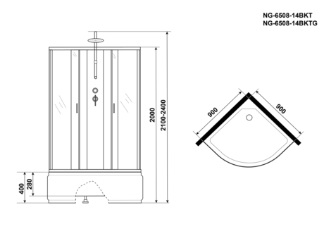 Душевая кабина Niagara   NG-6508-14BKT  