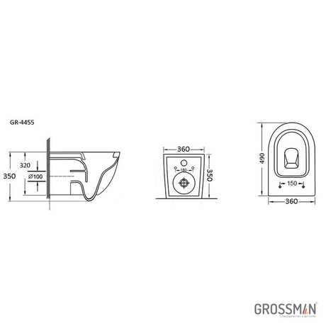 Унитаз Grossman  Color GR-4455GMS серый матовый