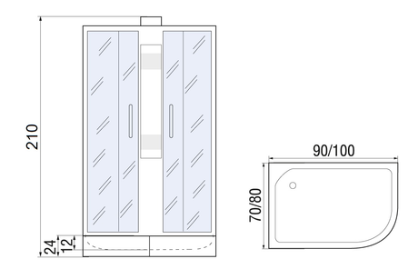 Душевая кабина River  NARA 90/80/24 МТ R   