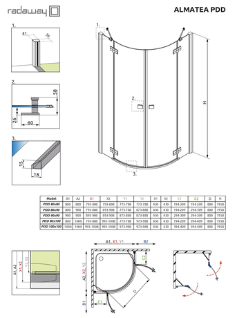 Душевое ограждение Radaway  Almatea 30522-01-05N