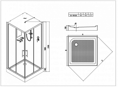 Душевая кабина Esbano  EST-90 CKR