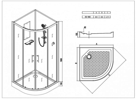 Душевая кабина Esbano  EST-90 C